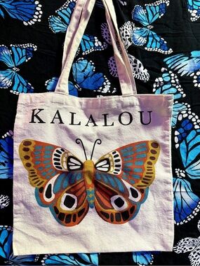 Kalalou Canvas Butterfly Tote Bag